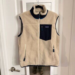 Patagonia Classic Retro-X Fleece Vest – Natural / Navy – Size Large